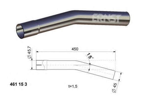 ERNST 461153 Exhaust Pipe, universal